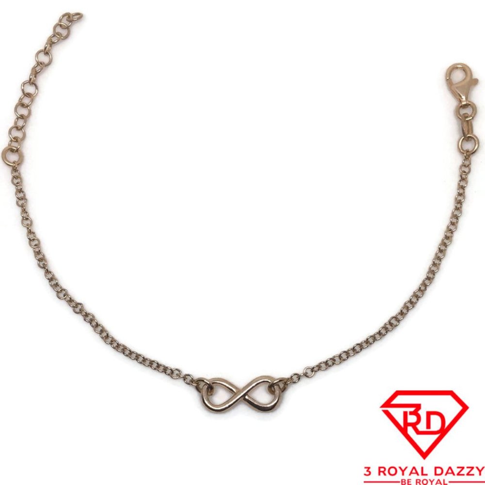 Infinity Bracelet 8 inch chain Rose gold on silver